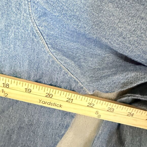 Wrangler Denim L Shirt Long Sleeve Embroidered Snap Chambray Western Floral - Picture 5 of 7